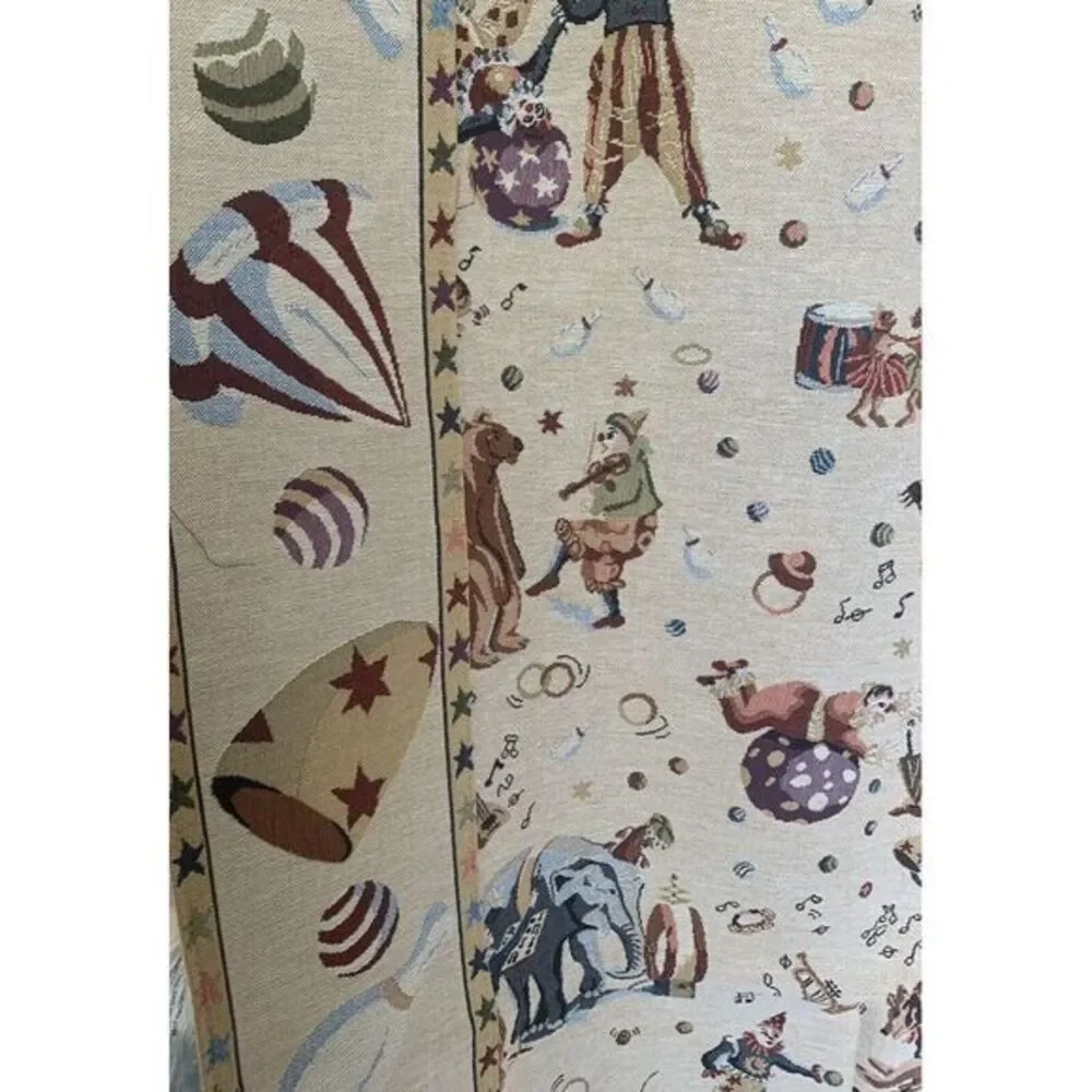 Metrax Vintage Clown Circus Bear Elephant Tan Tapestry quilt Large‎ unique
